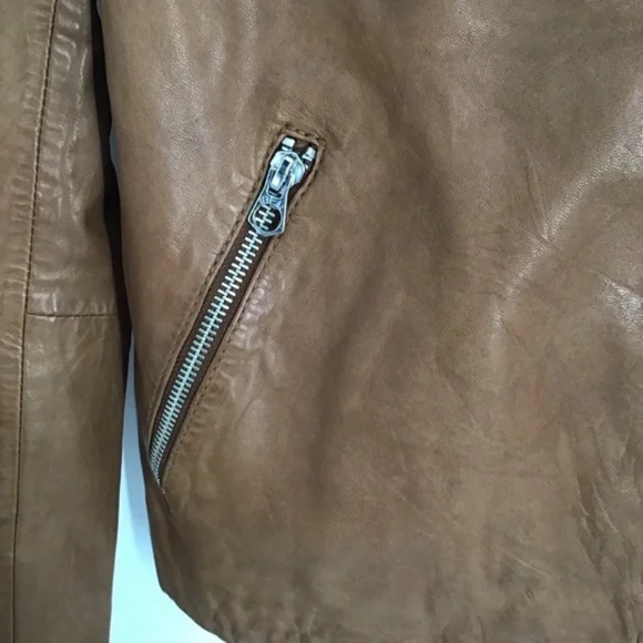 Madewell NWT Washed Leather Moto Jacket Genuine Leather Burnt Sienna Size M - Picture 6 of 11